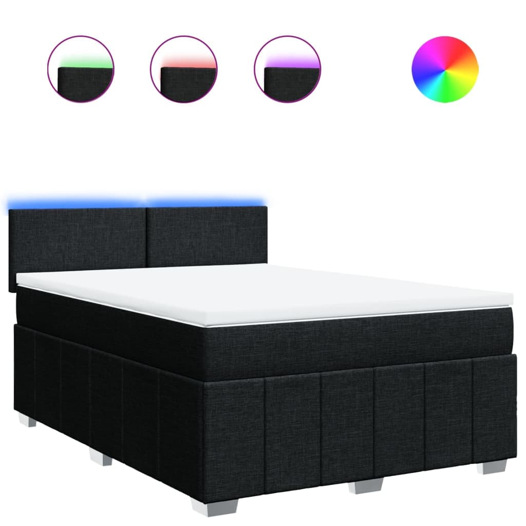 vidaXL Cama com Molas/colchão 160x200 cm Tecido Preto - 1252552286