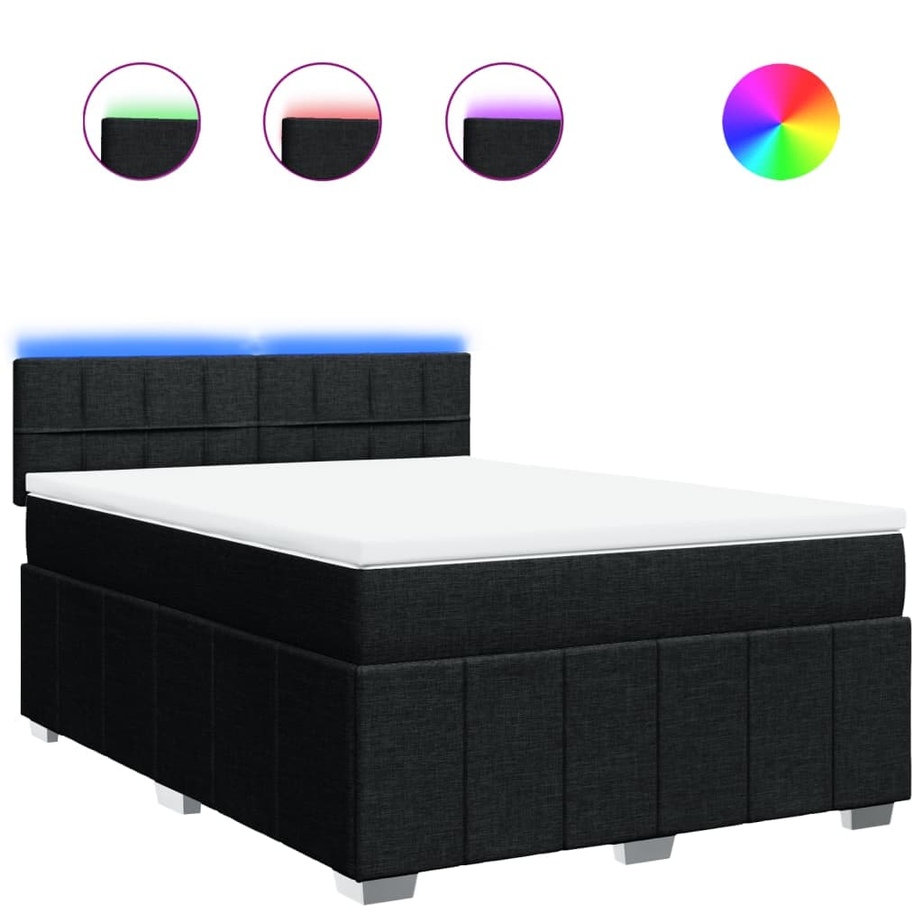 vidaXL Cama com molas/colchão 160x200 cm tecido preto