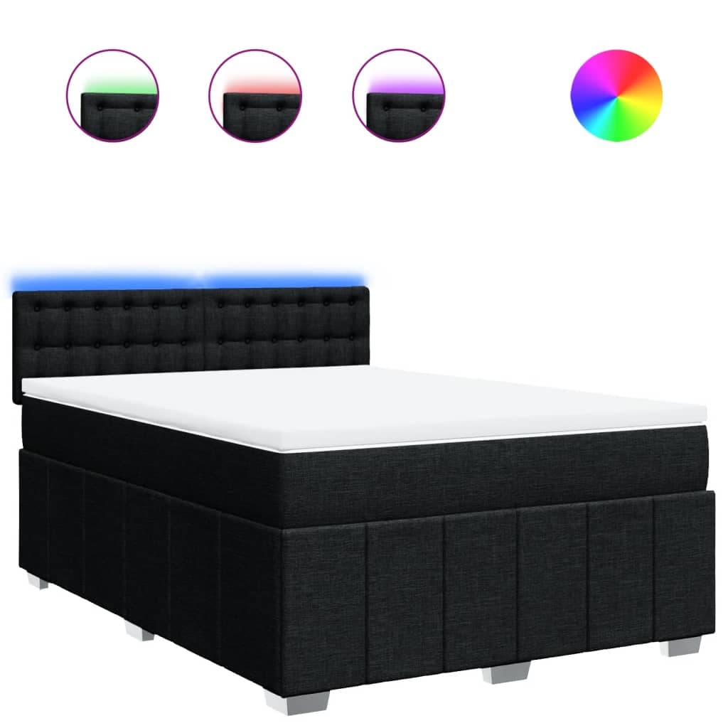 vidaXL Cama com molas/colchão 160x200 cm tecido preto