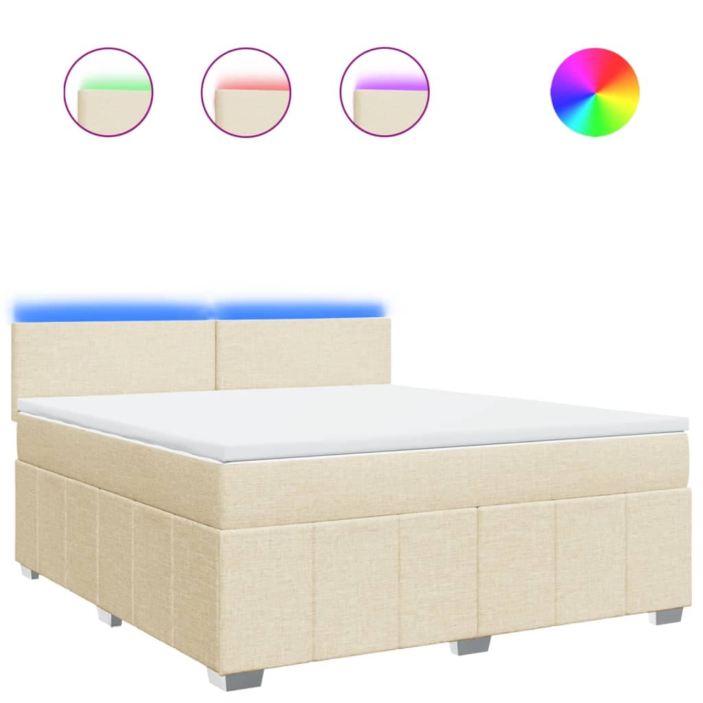 vidaXL Cama com Molas/colchão 180x200 cm Tecido Cor Creme - 1087941261