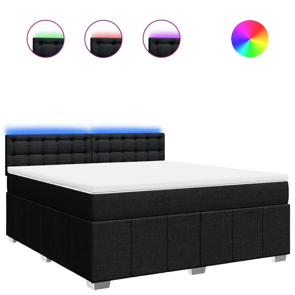 vidaXL Cama com Molas/colchão 180x200 cm Tecido Preto - 2609737018