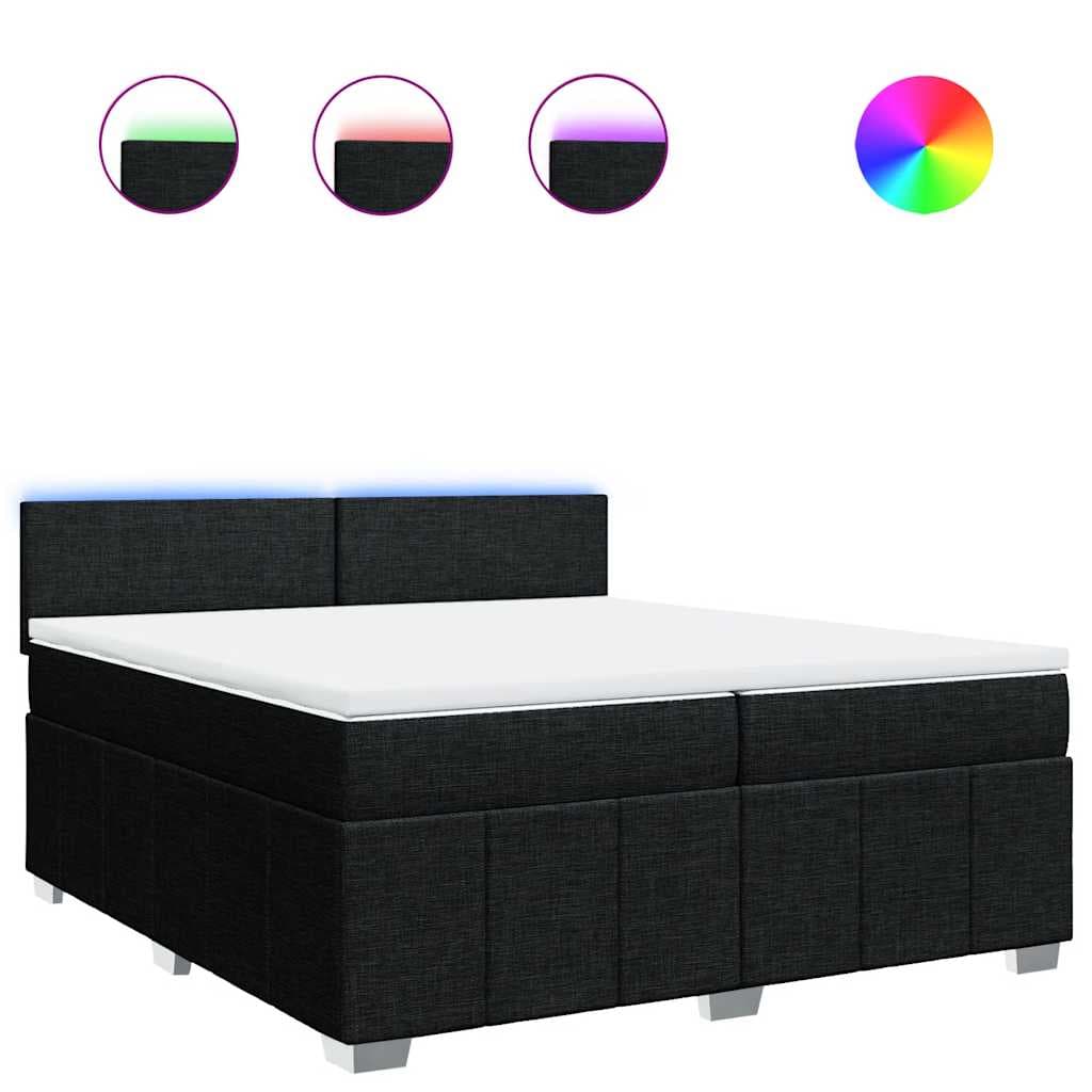 vidaXL Cama com Molas/colchão 200x200 cm Tecido Preto - 463408577