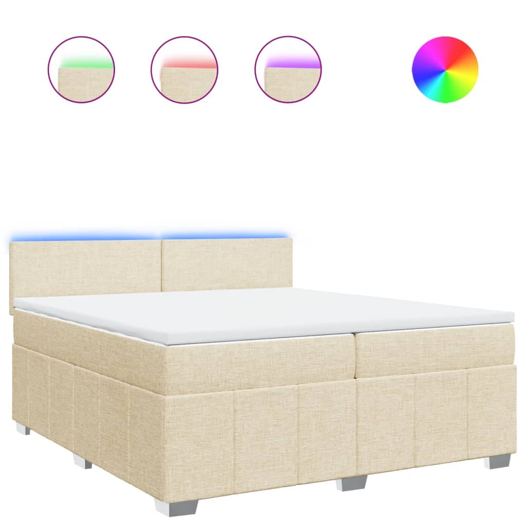 vidaXL Cama com Molas/colchão 200x200 cm Tecido Cor Creme - 2190892155