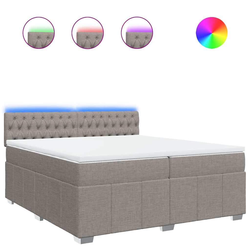 vidaXL Cama com Molas/colchão 200x200 cm Tecido Castanho-acinzentado - 1969534011