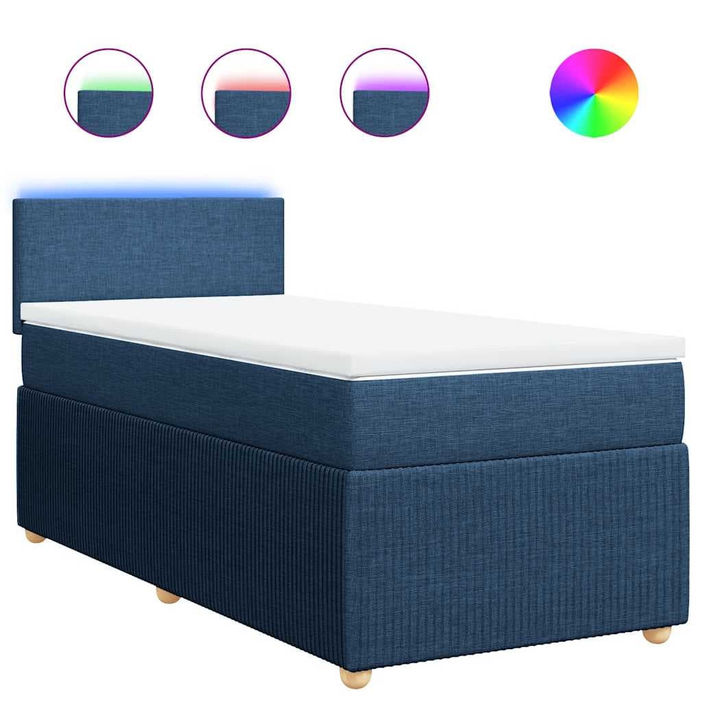 vidaXL Cama com Molas/colchão 80x200 cm Tecido Azul - 1942690325
