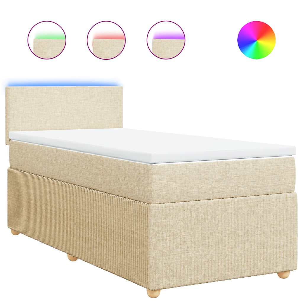 vidaXL Cama com molas/colchão 90x200 cm tecido cor crème