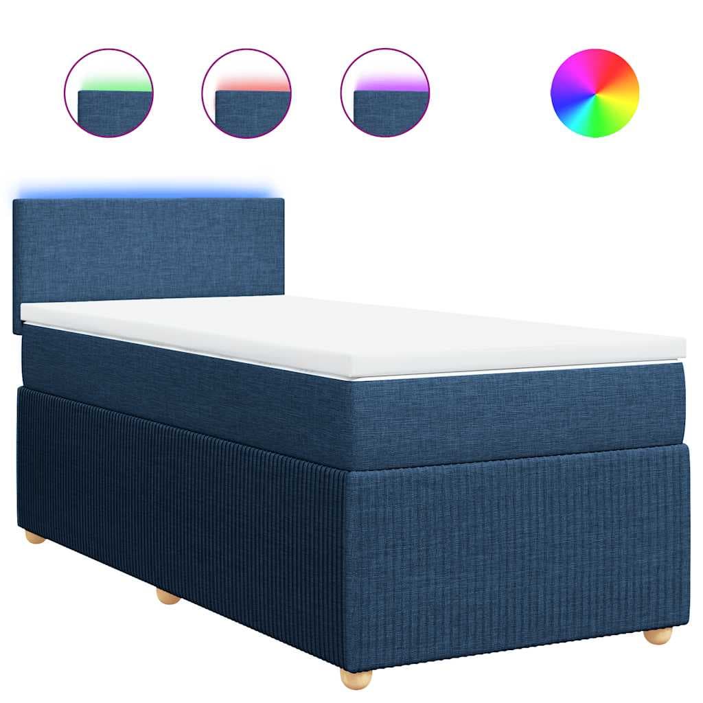 vidaXL Cama com Molas/colchão 100x200 cm Tecido Azul - 3898822107
