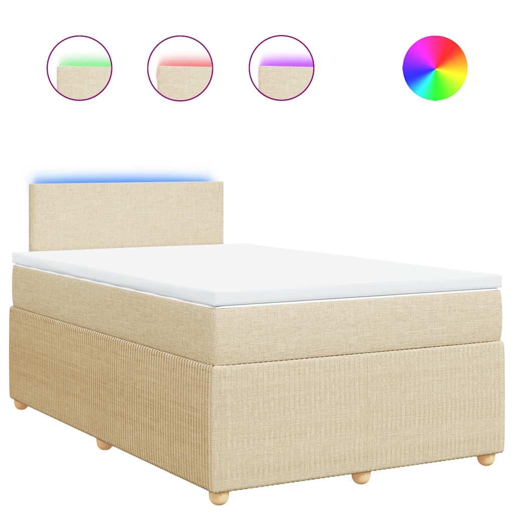 vidaXL Cama Boxspring com Colchão 120x190 cm Tecido Cor Creme - 529638811