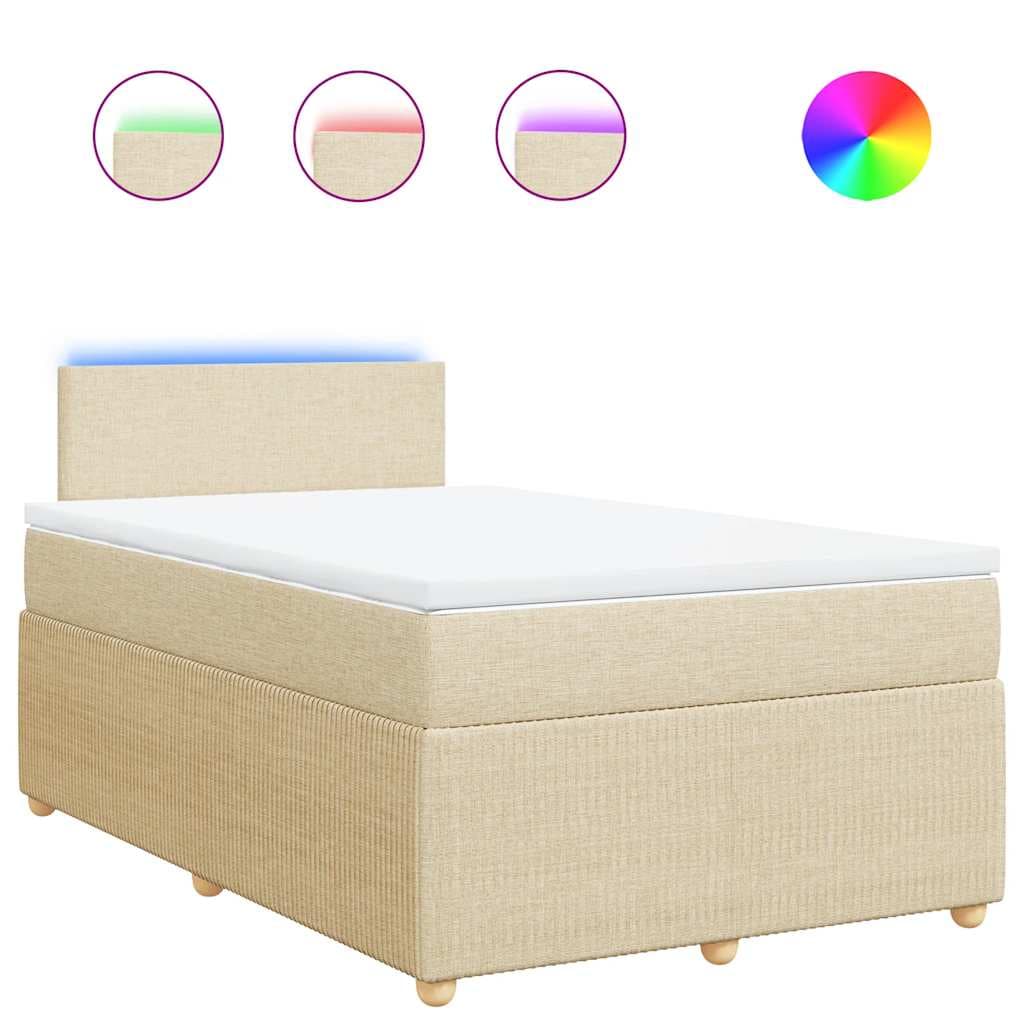 vidaXL Cama com molas/colchão 120x200 cm tecido cor creme