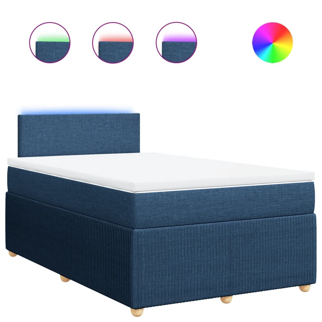 vidaXL Cama com molas/colchão 120x200 cm tecido azul