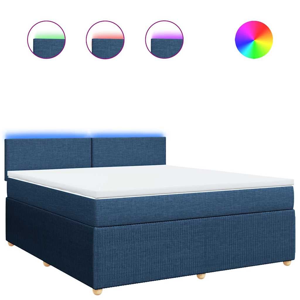 vidaXL Cama com Molas/colchão 180x200 cm Tecido Azul - 1904539064