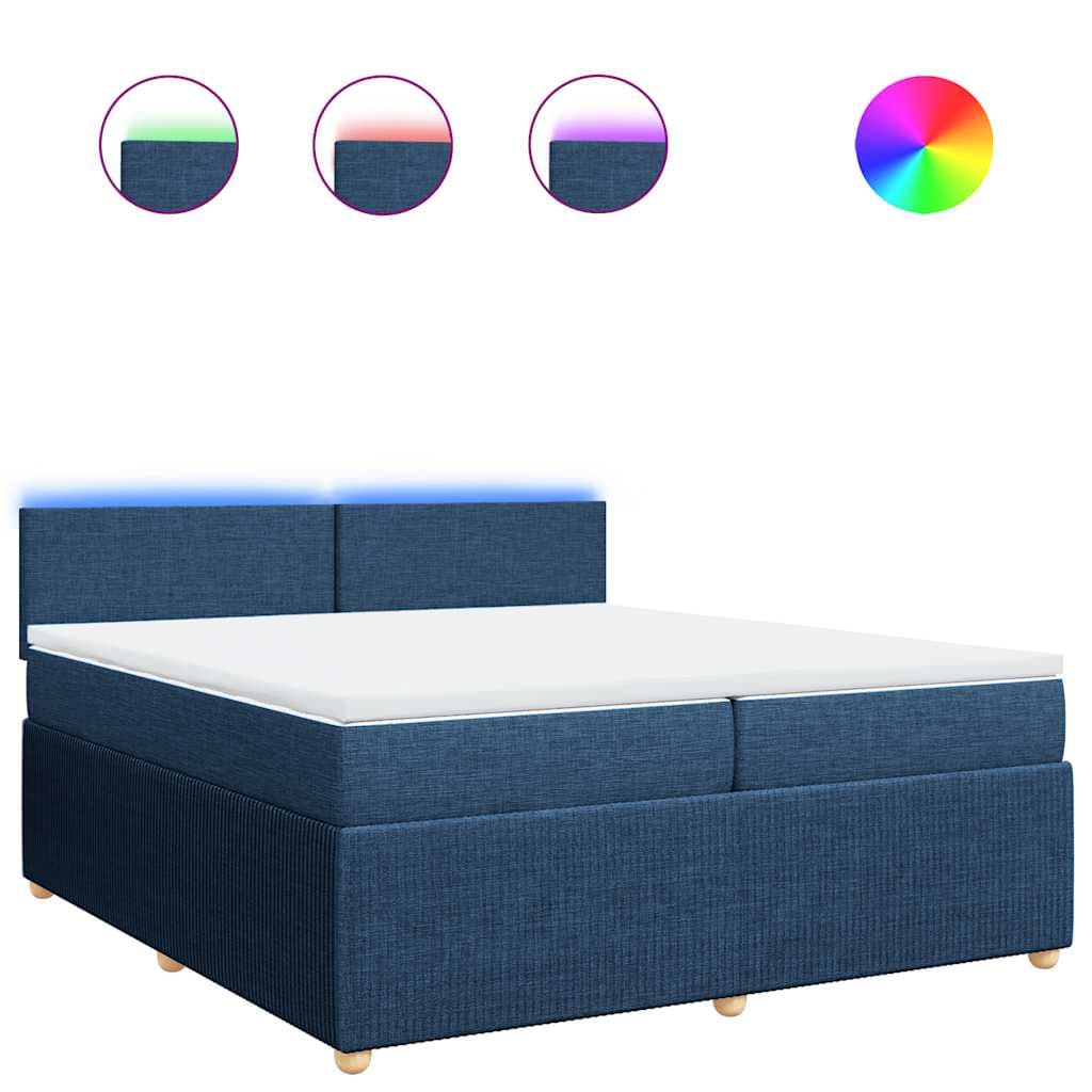 vidaXL Cama com molas/colchão 200x200 cm tecido azul