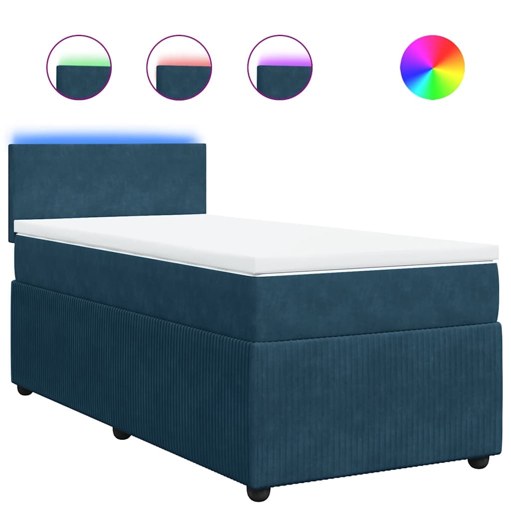 vidaXL Cama boxspring com colchão 80x200 cm veludo azul