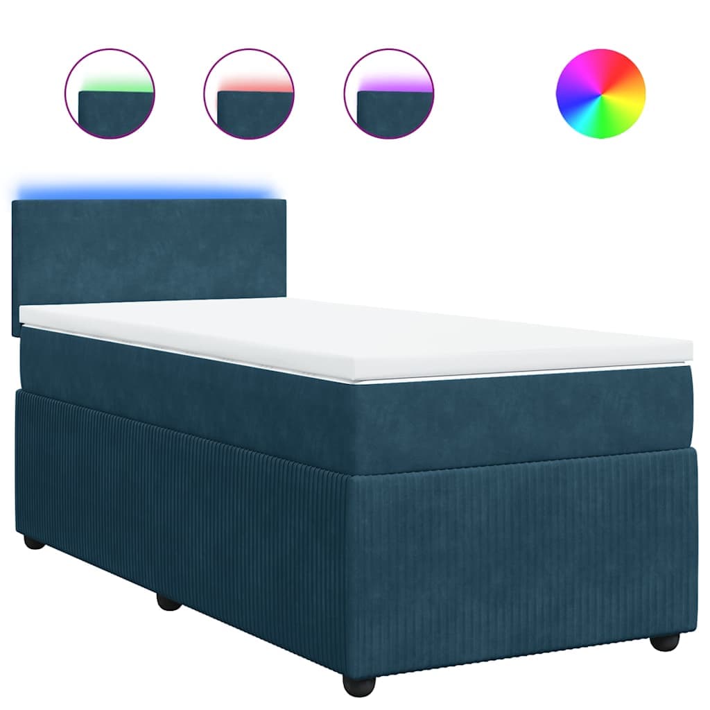 vidaXL Cama boxspring com colchão 90x200 cm veludo azul