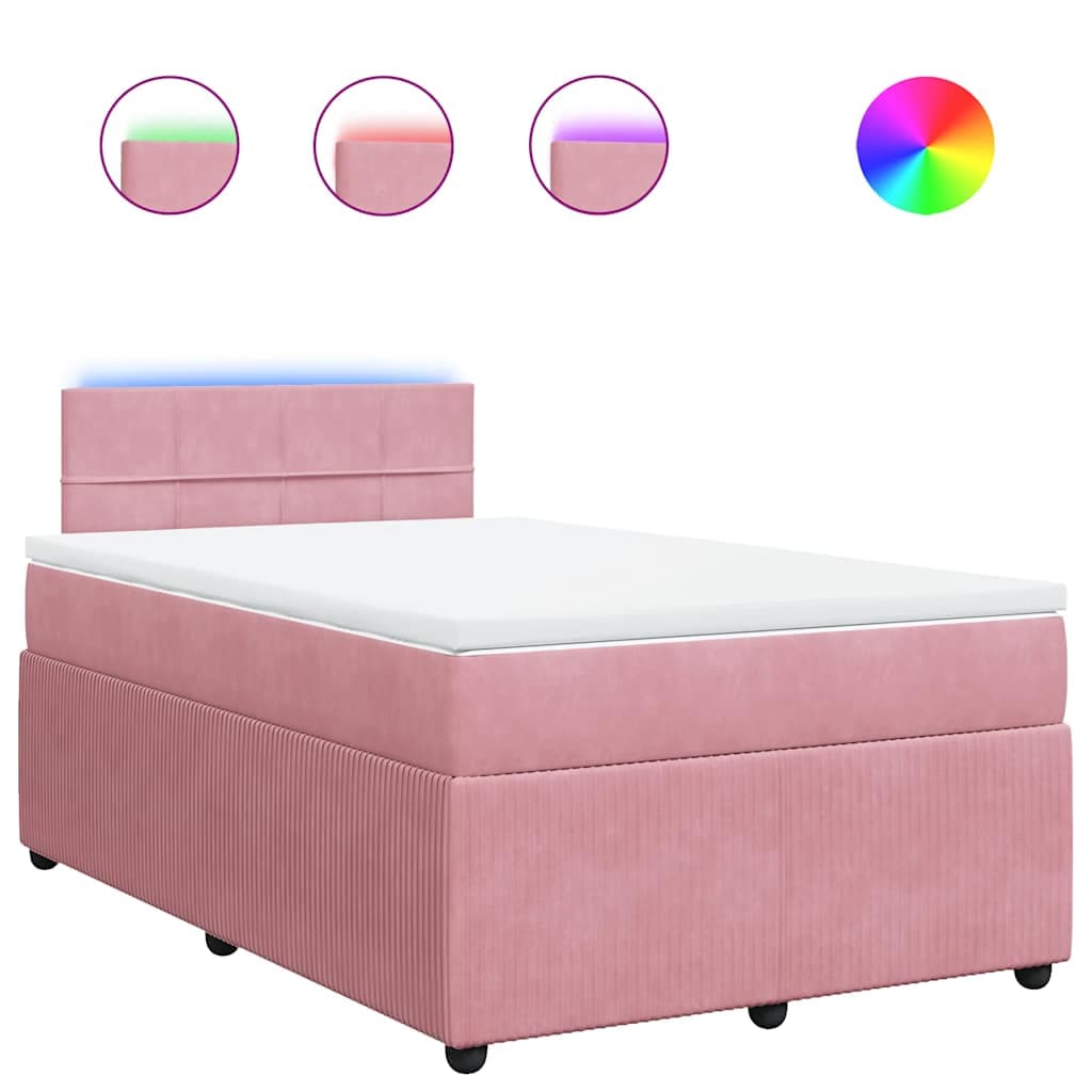 vidaXL Cama Boxspring com Colchão 120x190 cm Veludo Rosa - 4207117194