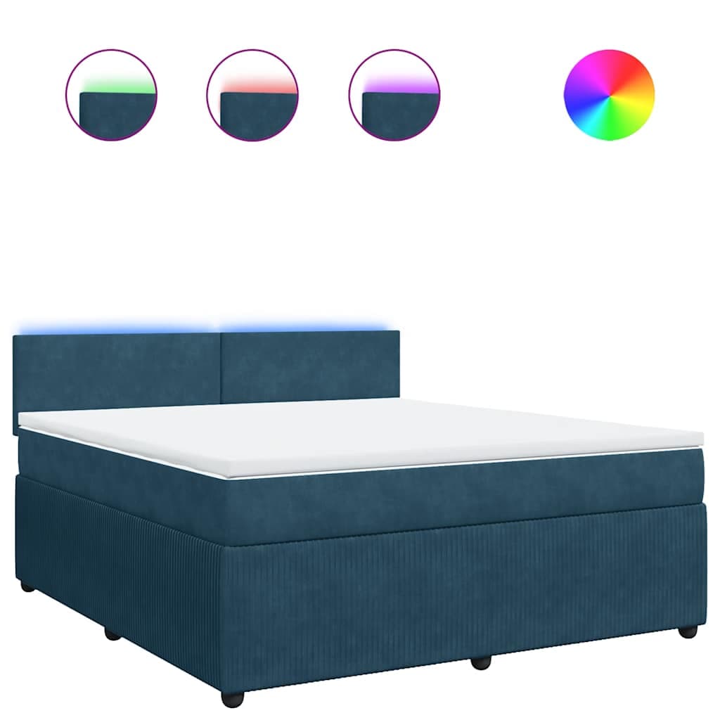 vidaXL Cama com Molas/colchão 180x200 cm Veludo Azul - 353434574