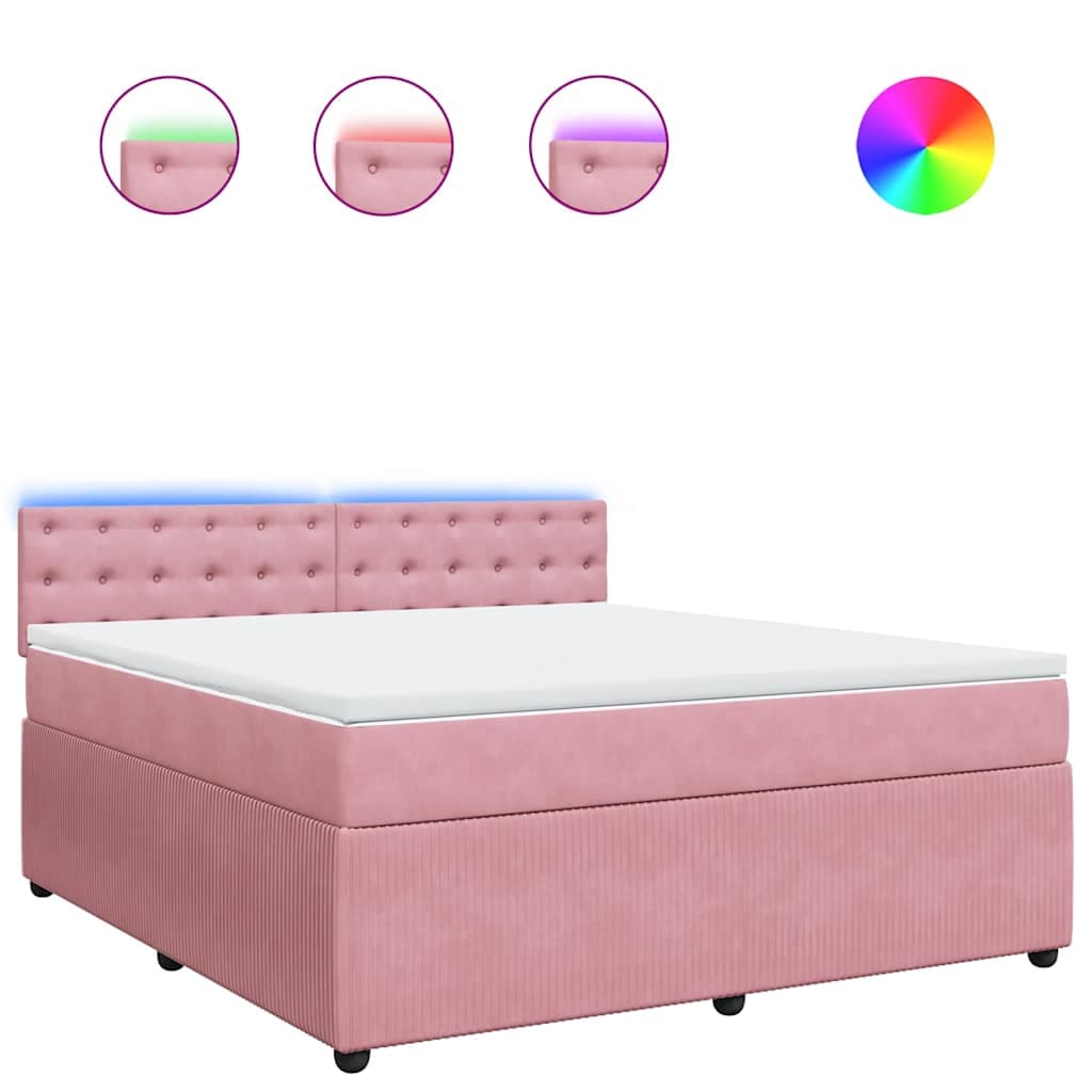 vidaXL Cama com molas/colchão 180x200 cm veludo rosa