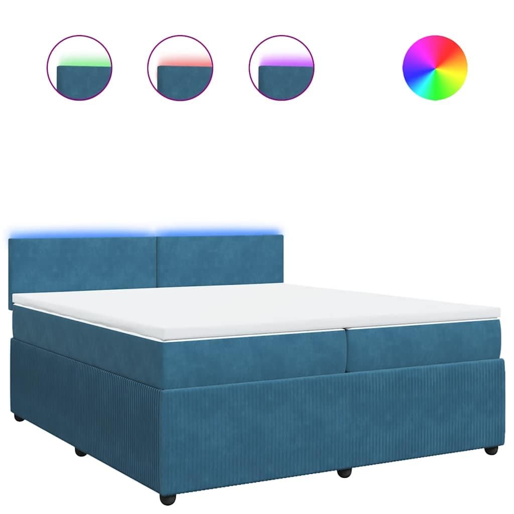 vidaXL Cama com molas/colchão 200x200 cm veludo azul