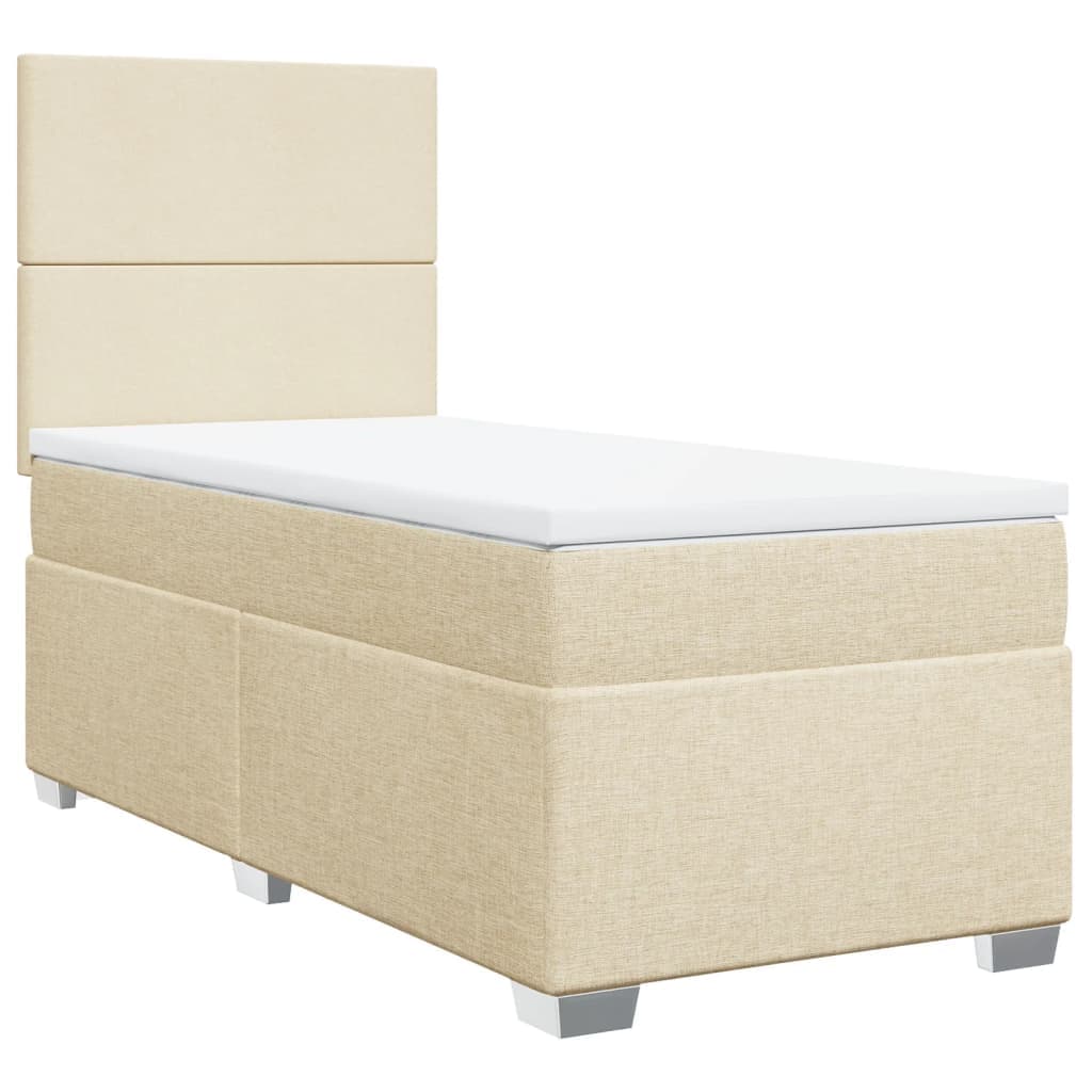 vidaXL Cama com molas/colchão 90x190 cm tecido cor creme