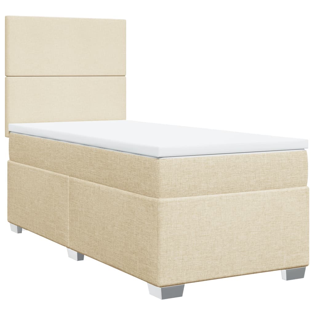 vidaXL Cama com molas/colchão 100x200 cm tecido cor creme