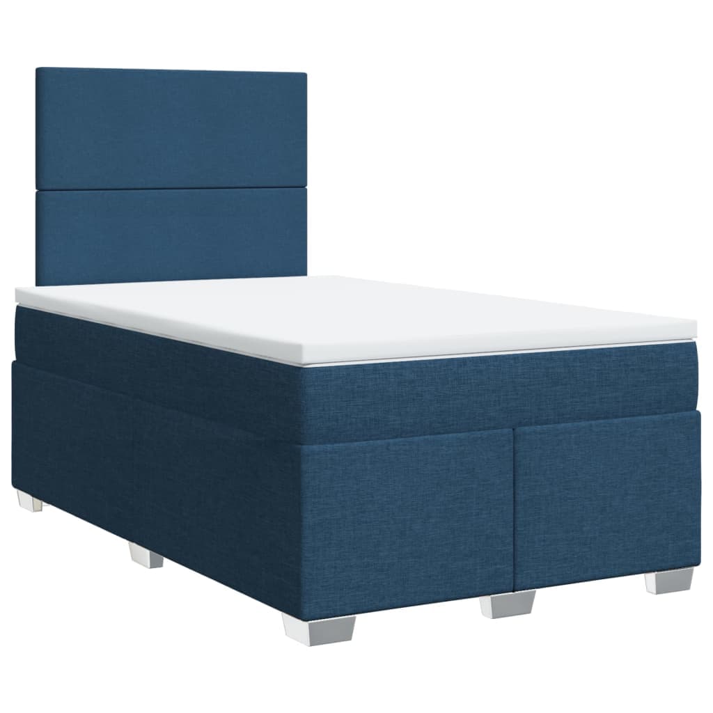 vidaXL Cama Boxspring com Colchão 120x190 cm Tecido Azul - 3487775371