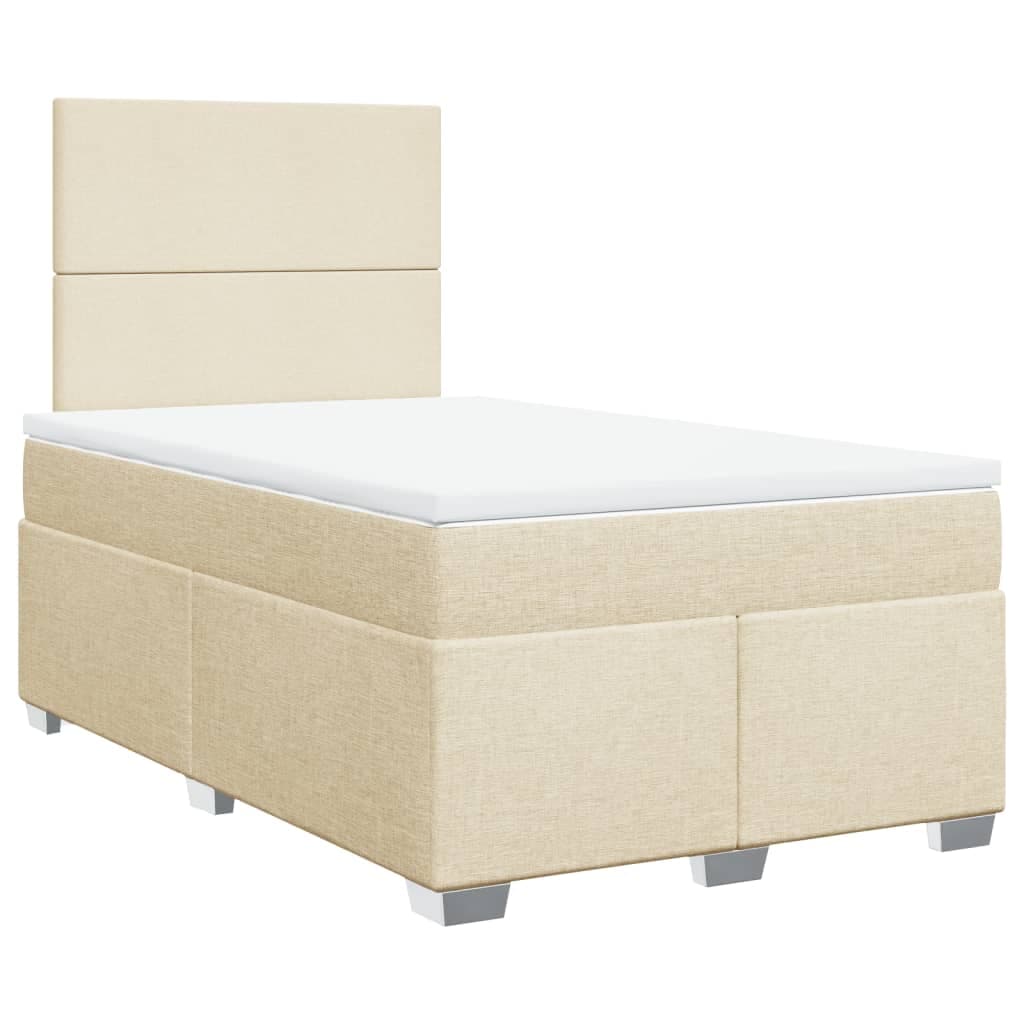 vidaXL Cama com molas/colchão 120x200 cm tecido cor creme