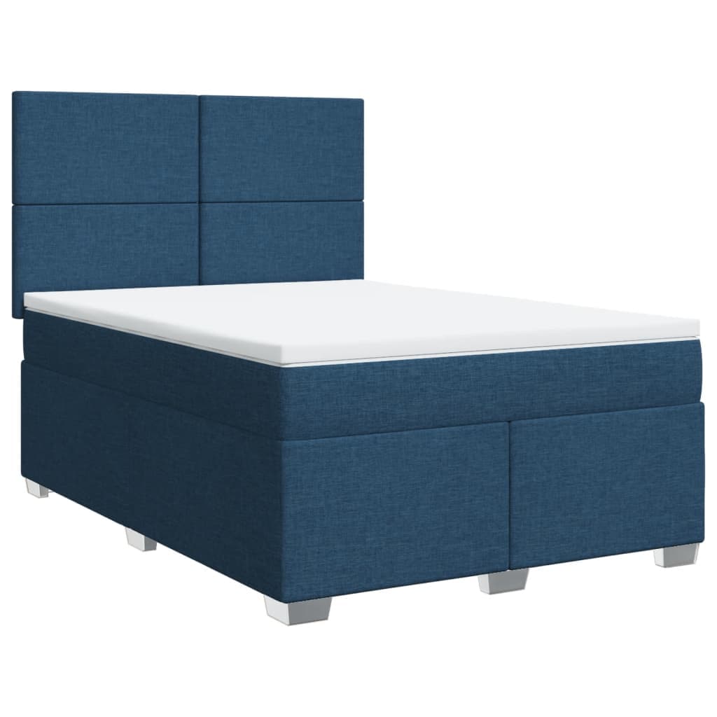 vidaXL Cama com Molas/colchão 160x200 cm Tecido Azul - 813845754