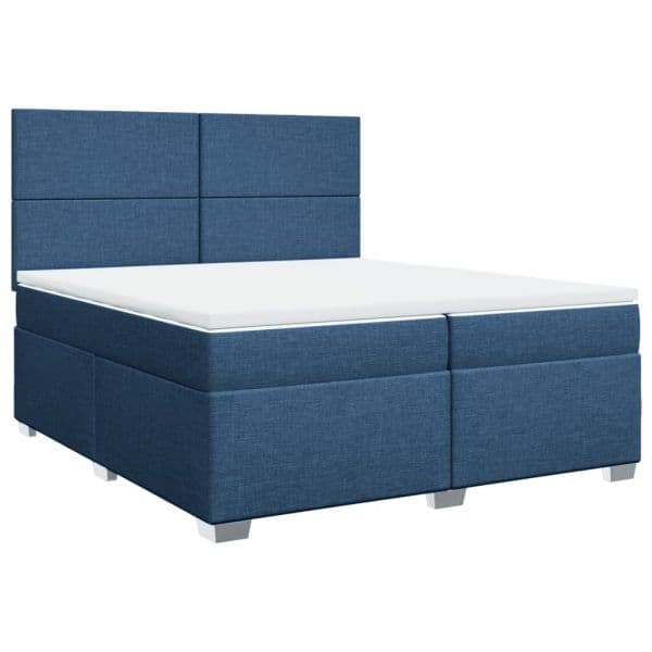 vidaXL Cama com Molas/colchão 200x200 cm Tecido Azul - 3285968987