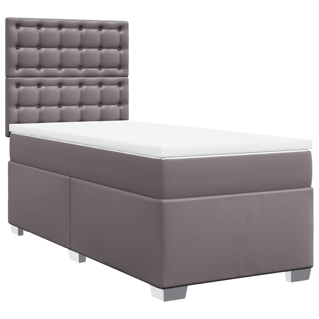vidaXL Cama com Molas/colchão 80x200 cm Couro Artificial Cinza - 3358267945
