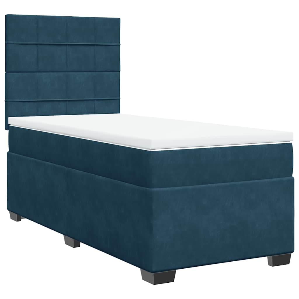 vidaXL Cama boxspring com colchão 90x190 cm veludo azul