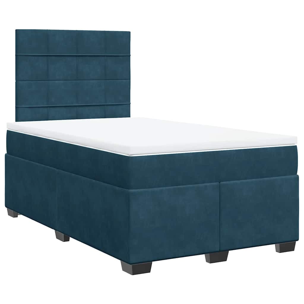 vidaXL Cama Boxspring com Colchão 120x190 cm Veludo Azul - 2784543474