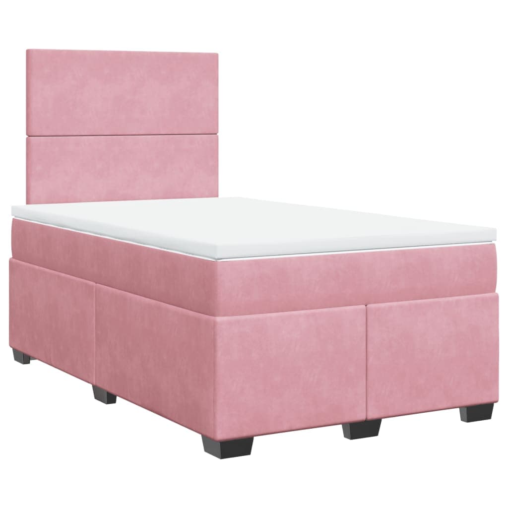 vidaXL Cama boxspring com colchão 120x200 cm veludo rosa
