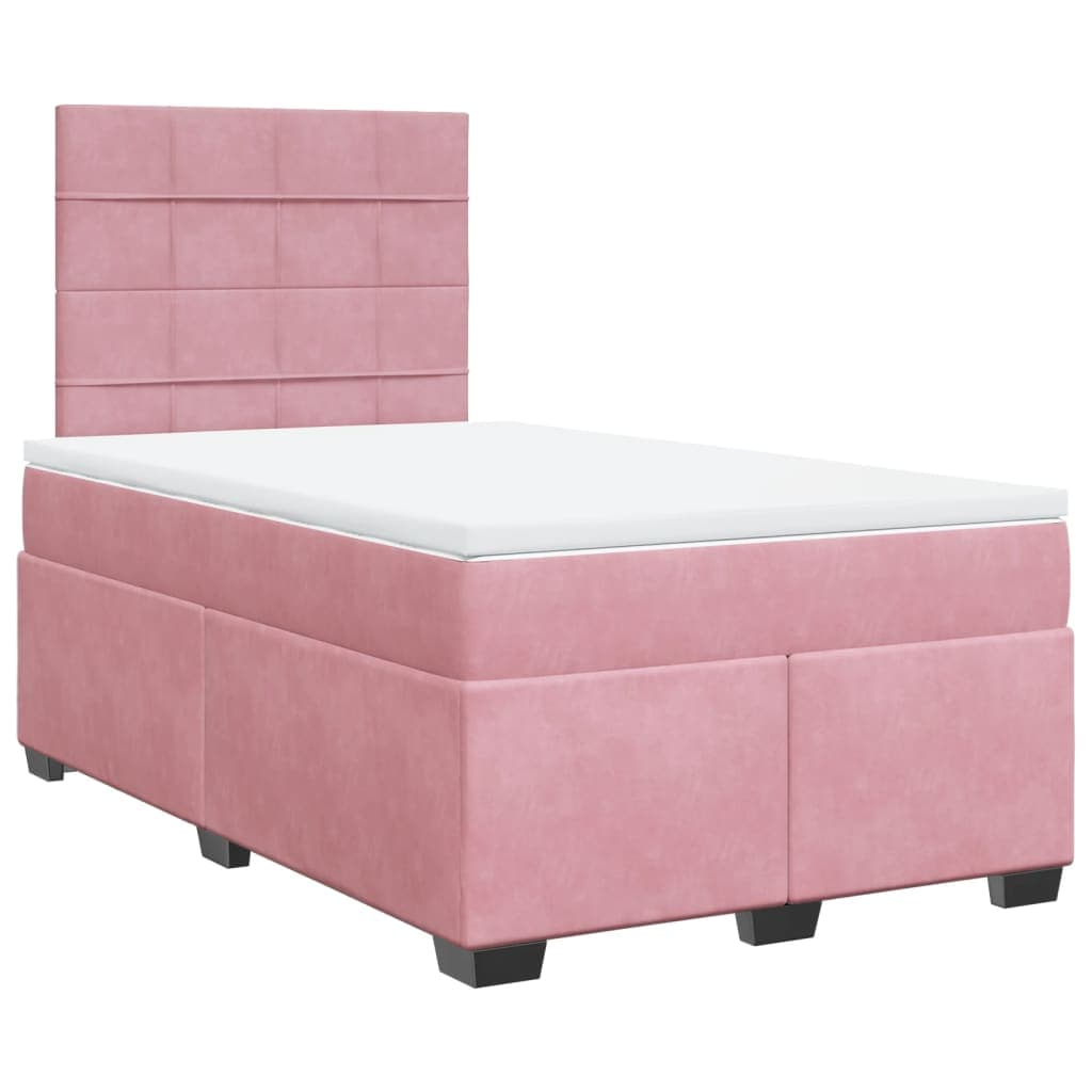 vidaXL Cama boxspring com colchão 120x200 cm veludo rosa