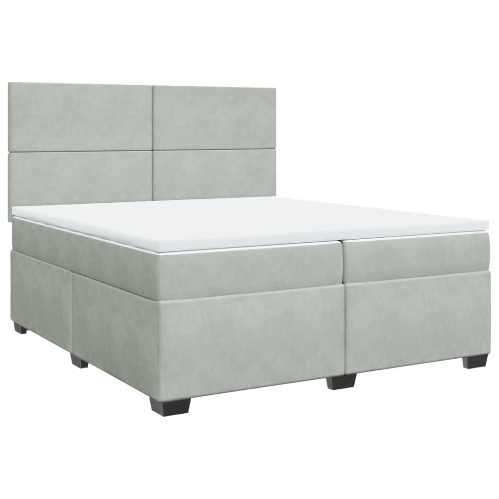vidaXL Cama com molas/colchão 200x200 cm veludo cinzento-claro
