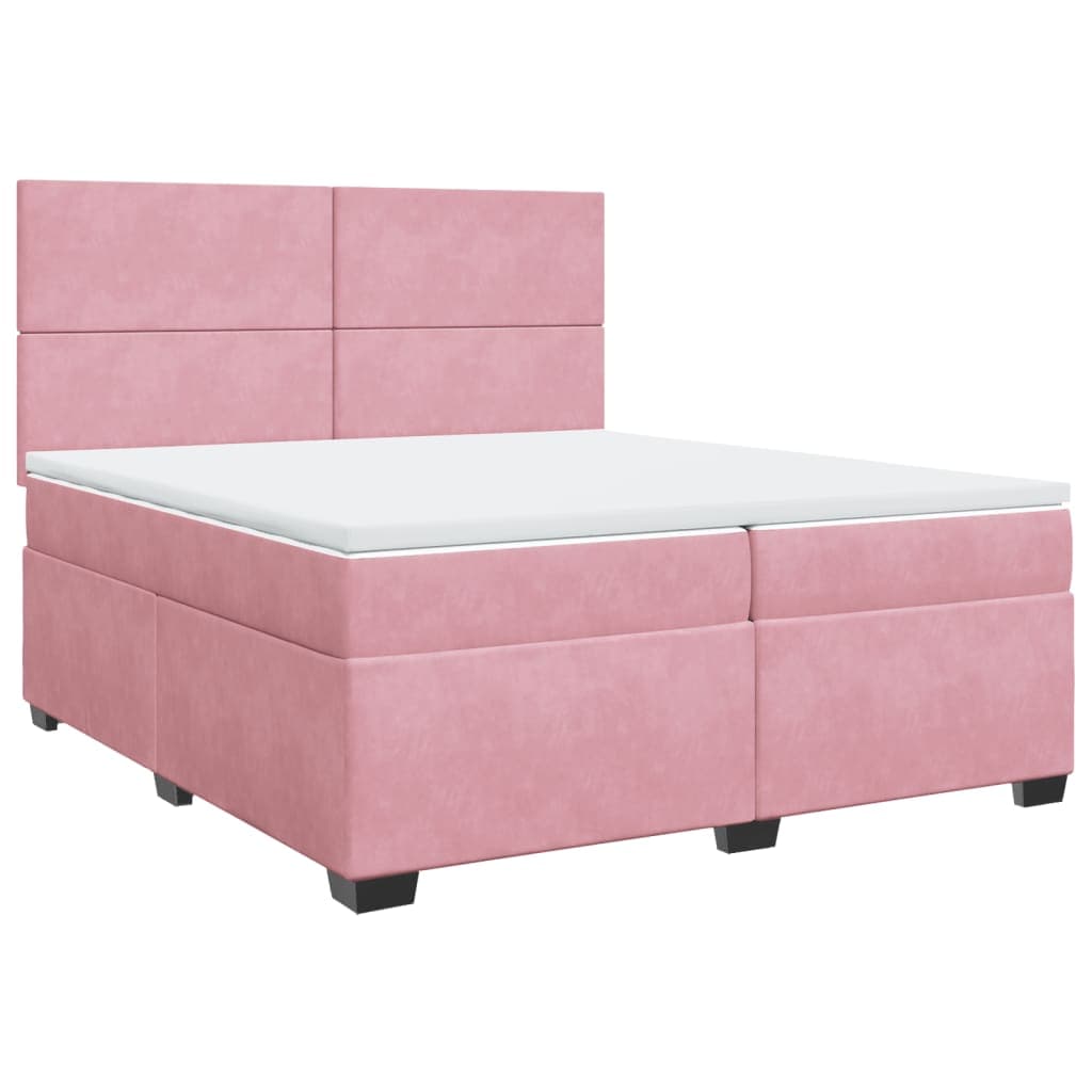 vidaXL Cama com Molas/colchão 200x200 cm Veludo Rosa - 3691250195