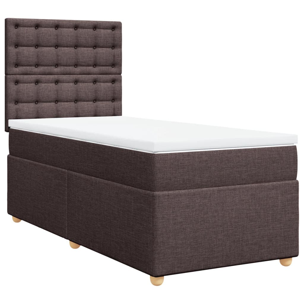 vidaXL Cama com Molas/colchão 80x200 cm Tecido Castanho-escuro - 2677734953