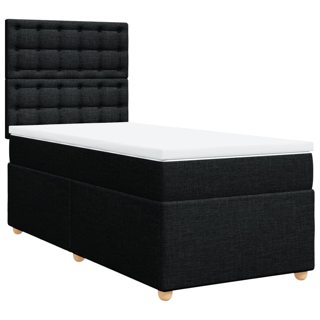 vidaXL Cama com Molas/colchão 90x190 cm Tecido Preto - 2695994465