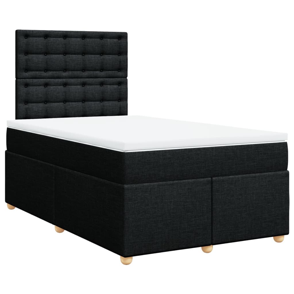 vidaXL Cama boxspring com colchão 120x190 cm tecido preto