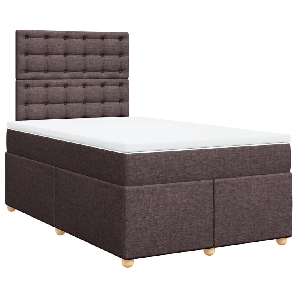 vidaXL Cama Boxspring com Colchão 120x190 cm Tecido Castanho-escuro - 1791561757