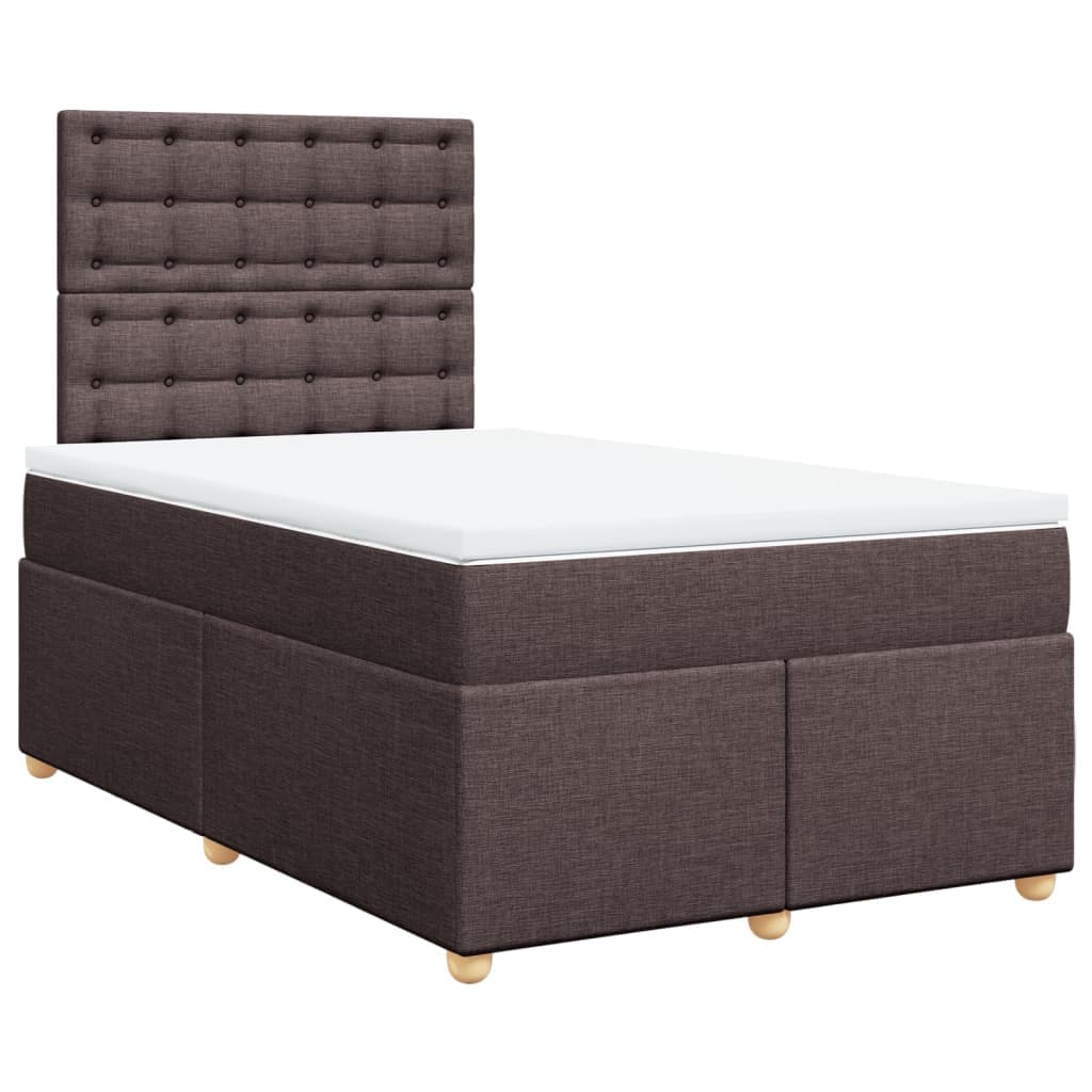 vidaXL Cama com Molas/colchão 120x200 cm Tecido Castanho-escuro - 4189095284