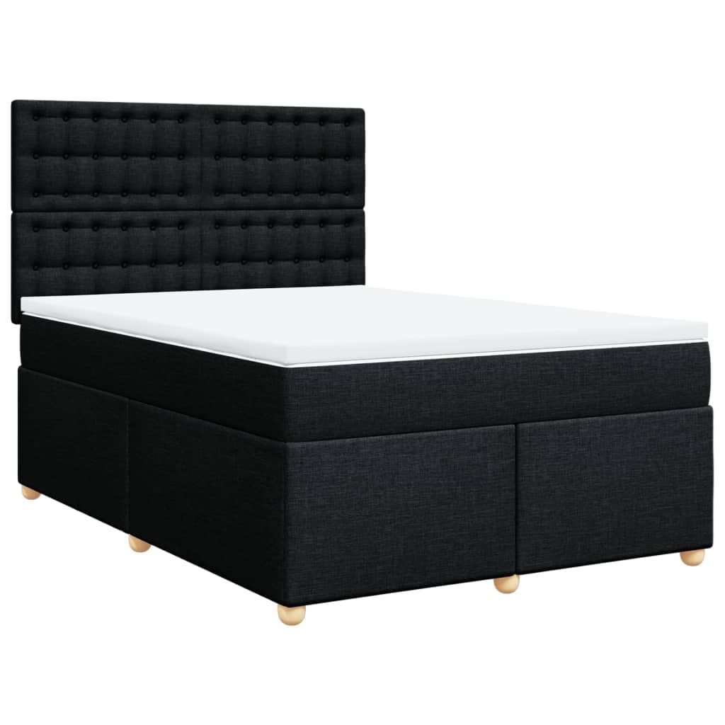 vidaXL Cama com Molas/colchão 140x190 cm Tecido Preto - 239234356