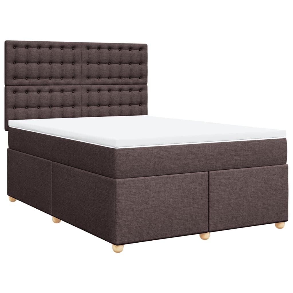 vidaXL Cama com molas/colchão 140x200 cm tecido castanho-escuro
