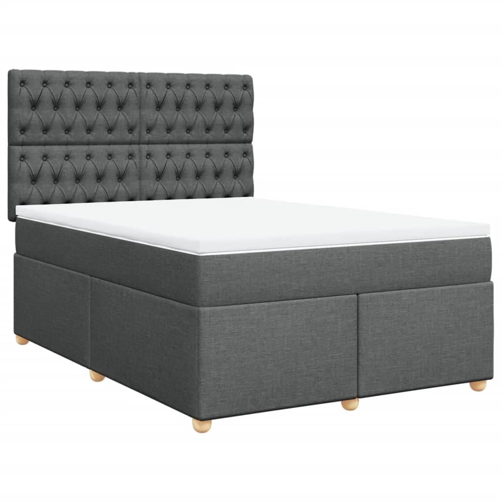 vidaXL Cama com Molas/colchão 160x200 cm Tecido Cinzento-escuro - 4222904251