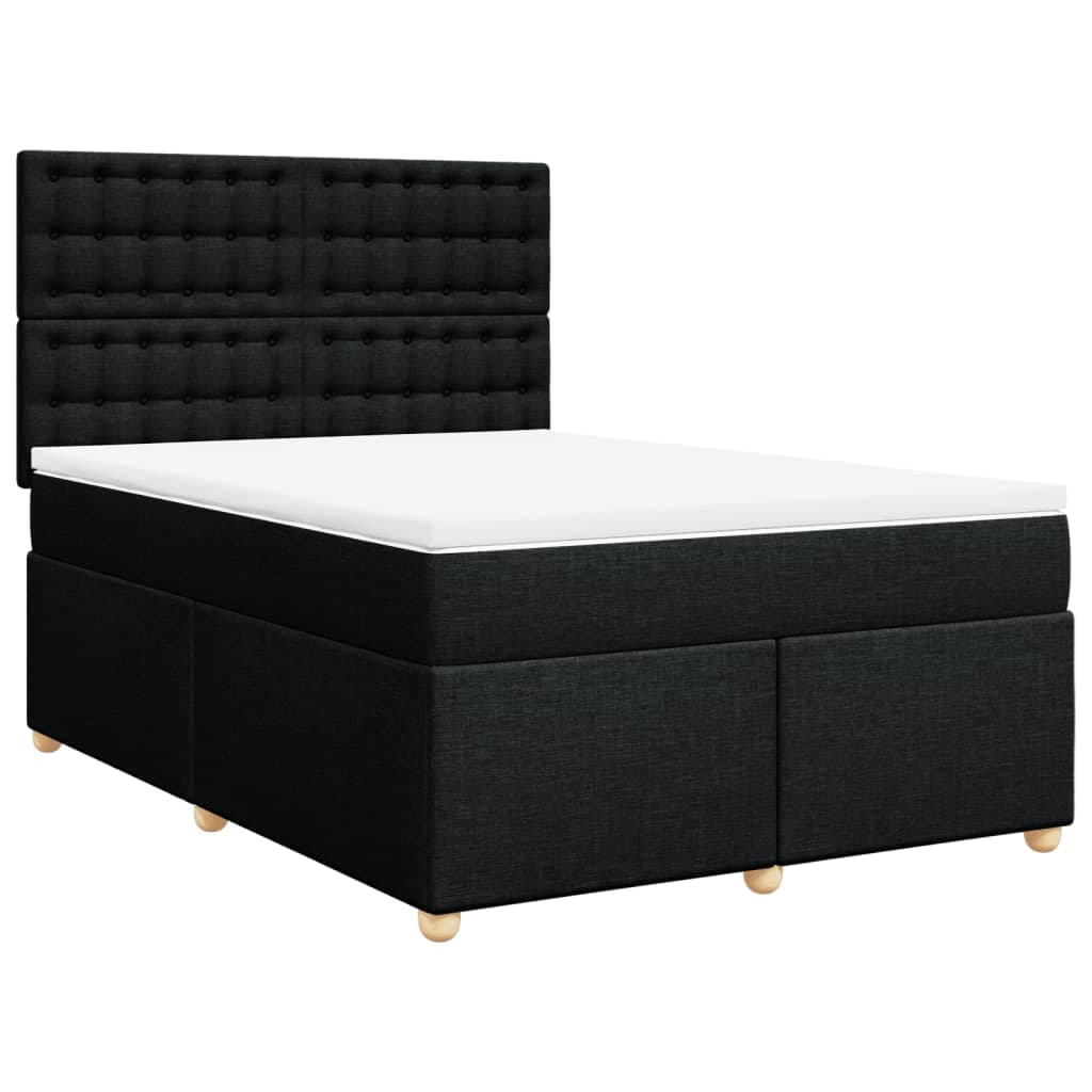 vidaXL Cama com molas/colchão 160x200 cm tecido preto
