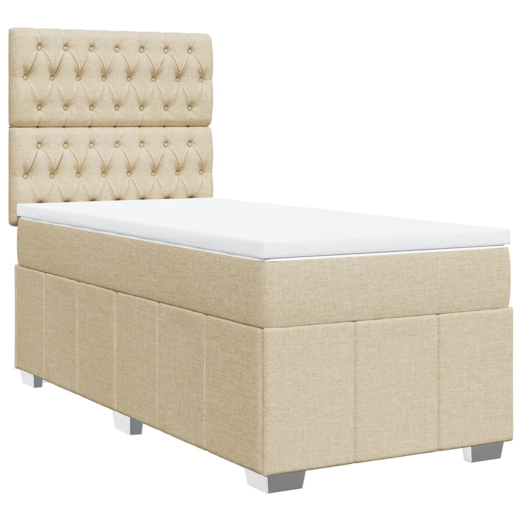 vidaXL Cama com Molas/colchão 80x200 cm Tecido Cor Crème - 866936269