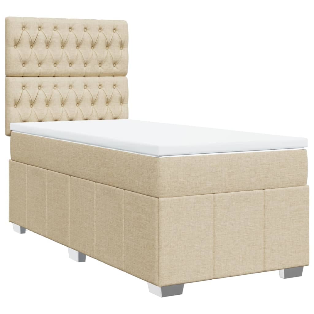 vidaXL Cama com Molas/colchão 90x200 cm Tecido Cor Crème - 1654326866