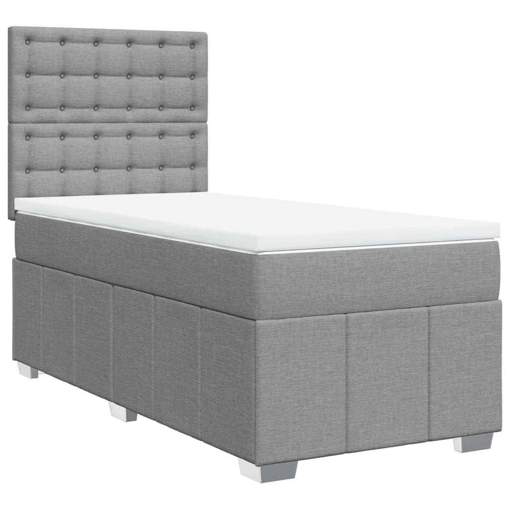 vidaXL Cama com Molas/colchão 100x200 cm Tecido Cinzento-claro - 3842185885