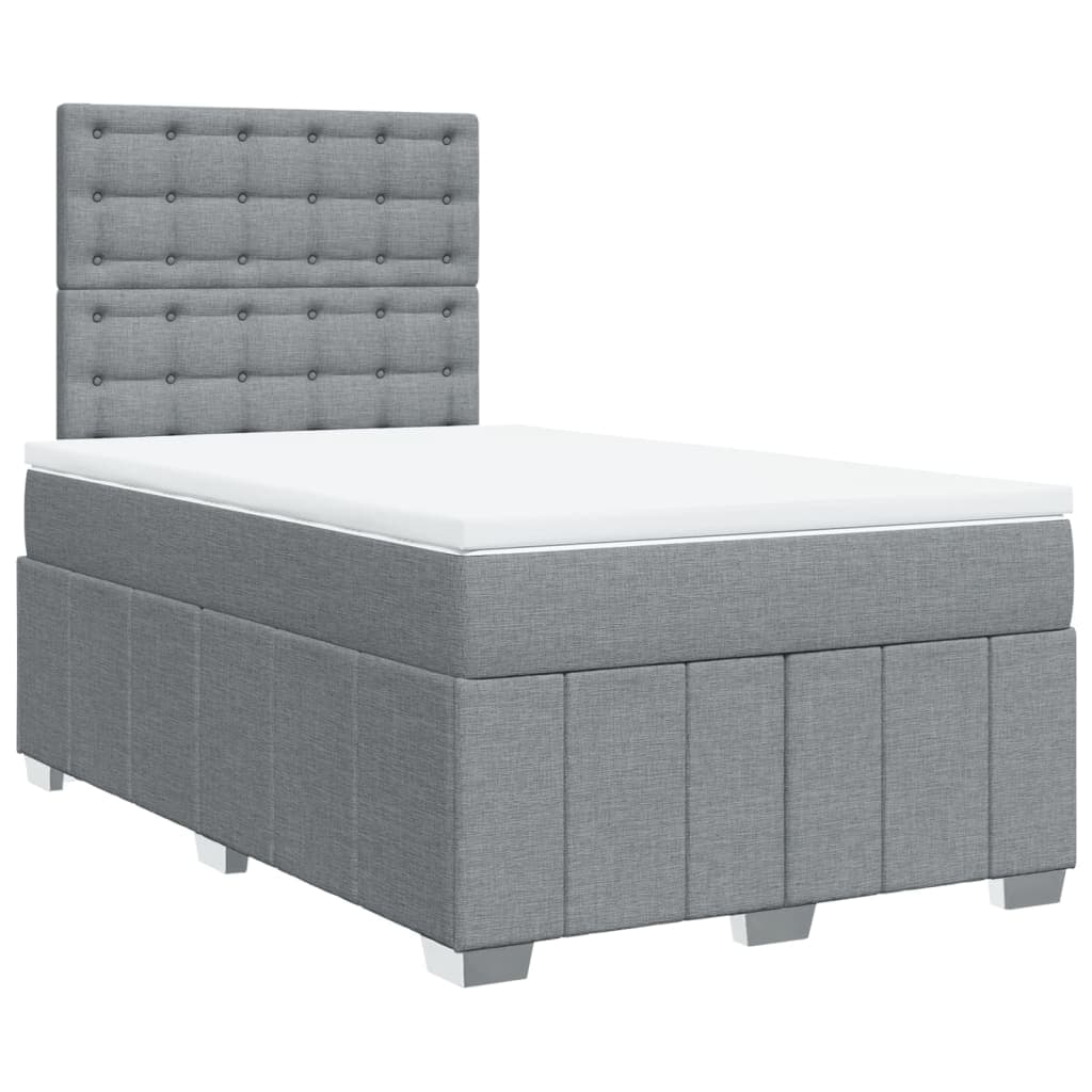 vidaXL Cama com molas/colchão 120x200 cm tecido cinza-claro