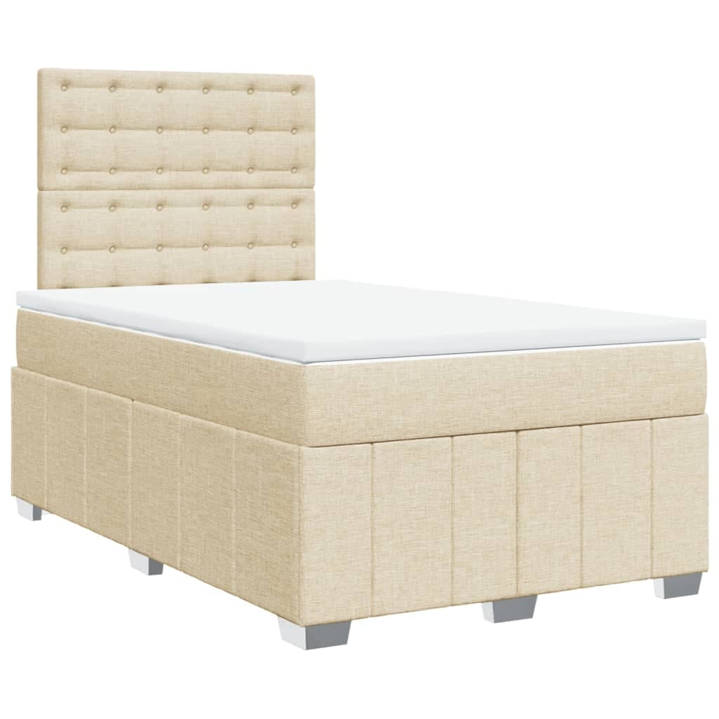 vidaXL Cama com molas/colchão 120x200 cm tecido cor creme