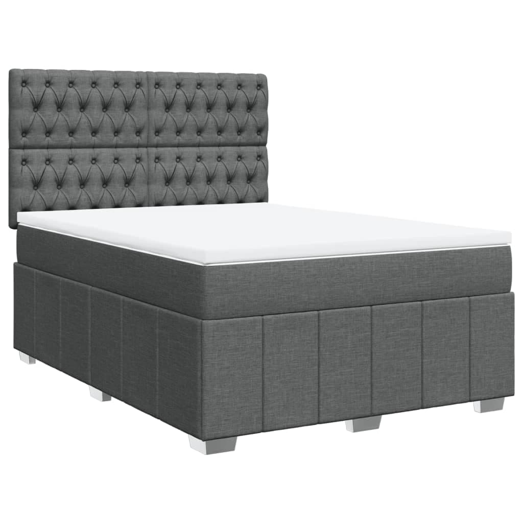 vidaXL Cama com molas/colchão 140x200 cm tecido cinzento-escuro